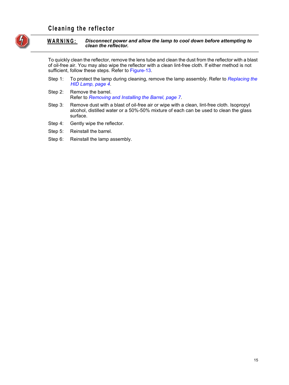 Cleaning the reflector | ETC Source Four XT HID Zoom User Manual User Manual | Page 17 / 20