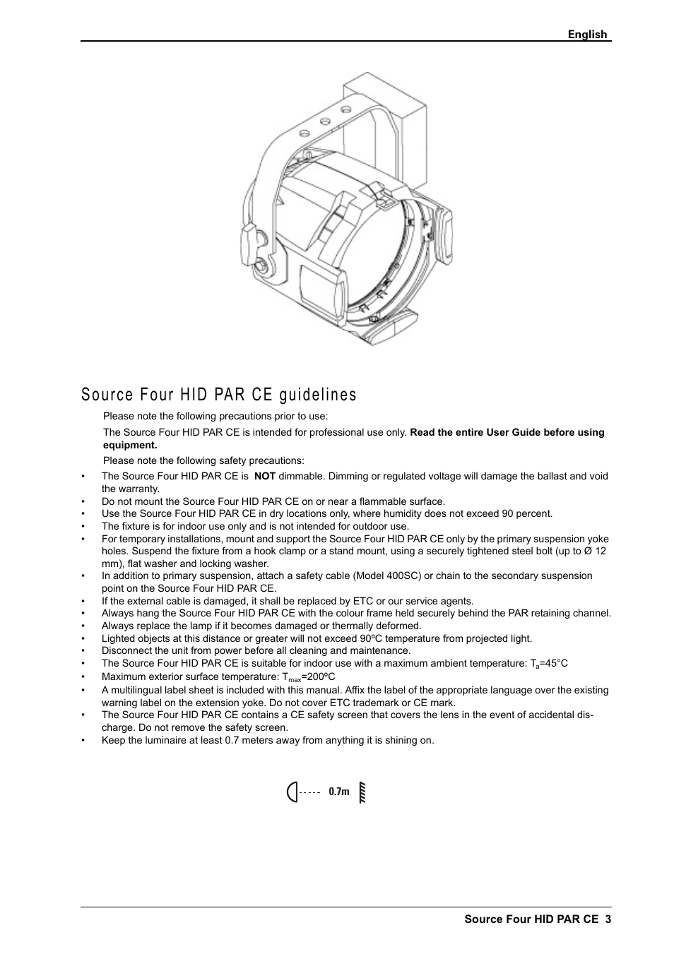 Source four hid par ce guidelines | ETC Source Four CE HID PAR User Manual | Page 3 / 12