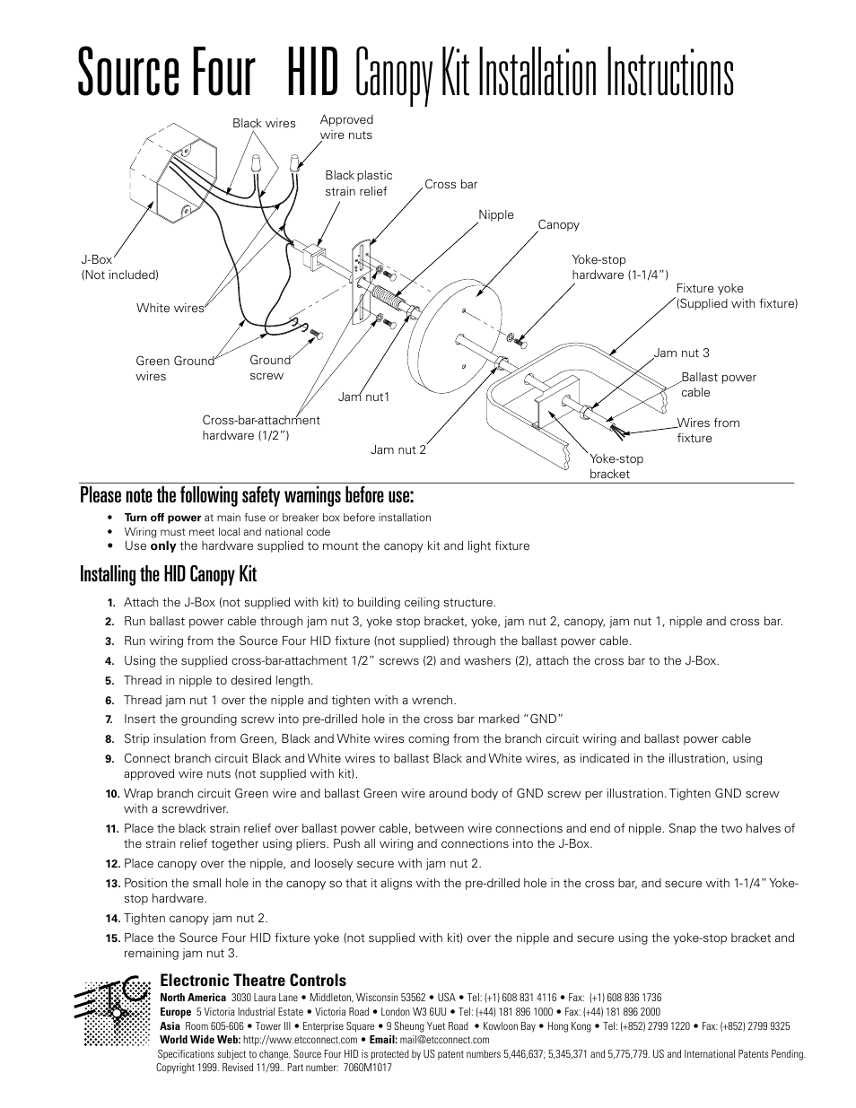 ETC Source Four HID Canopy Kit User Manual | 1 page