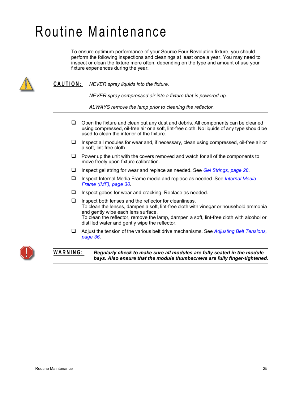 Routine maintenance | ETC Source Four Revolution with Wybron User Manual | Page 29 / 52
