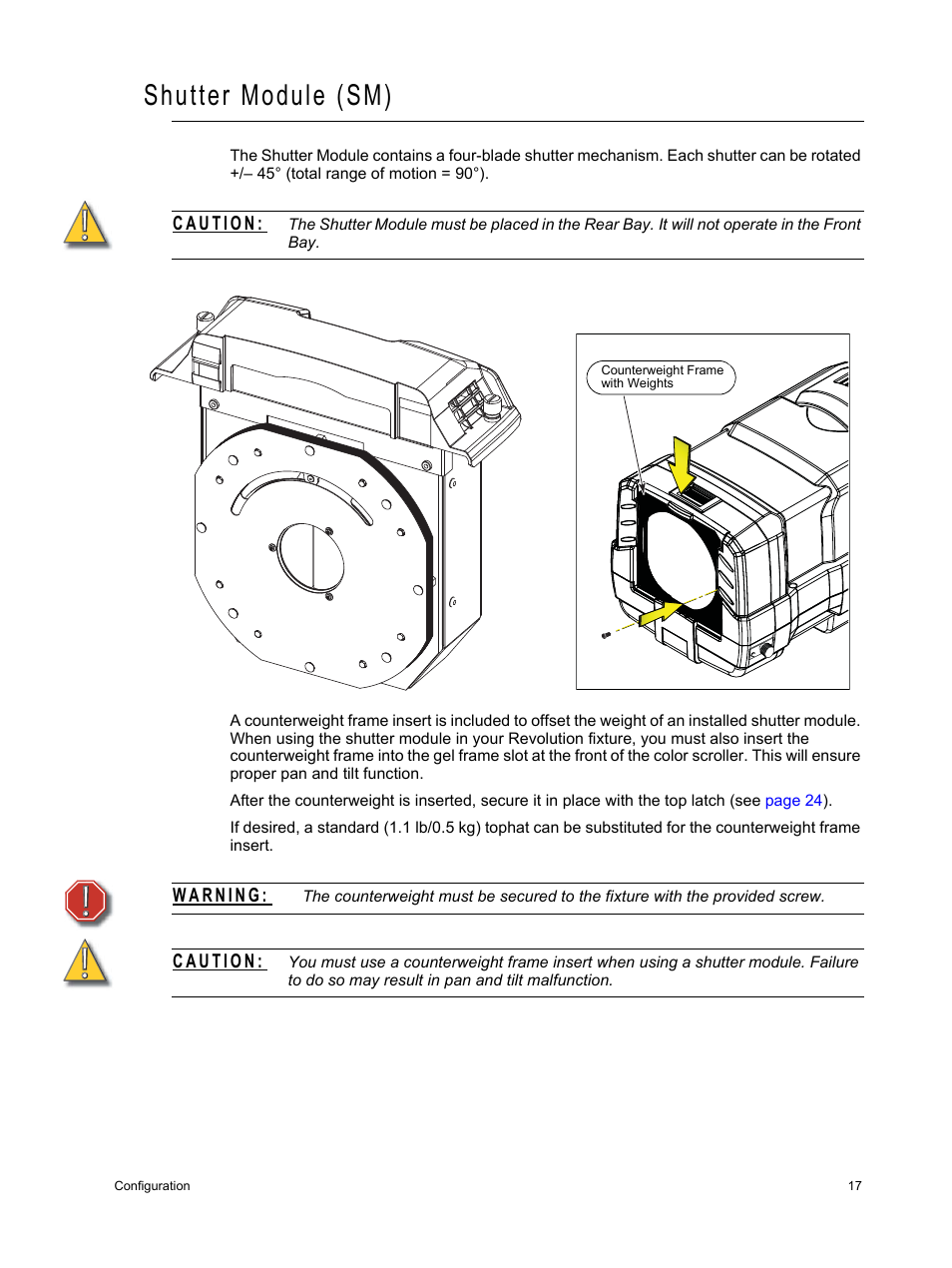 Shutter module (sm) | ETC Source Four Revolution User Manual | Page 21 / 48