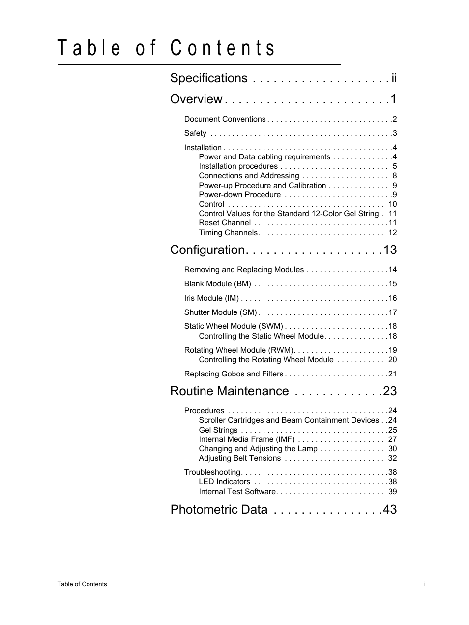 Configuration, Routine maintenance, Photometric data | ETC Source Four Revolution User Manual | Page 3 / 48