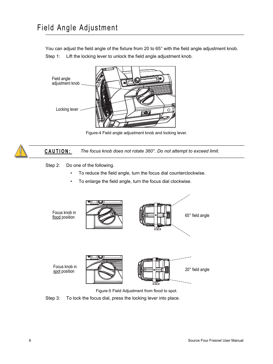 Field angle adjustment | ETC Source Four Fresnel User Manual | Page 10 / 16