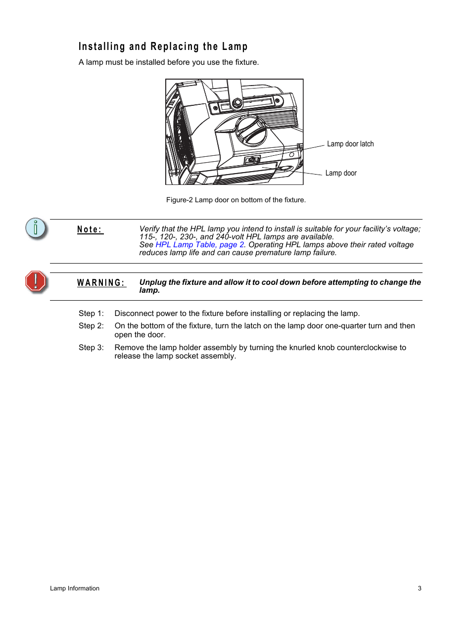 Installing and replacing the lamp, N o t e | ETC Source Four Fresnel User Manual | Page 7 / 16