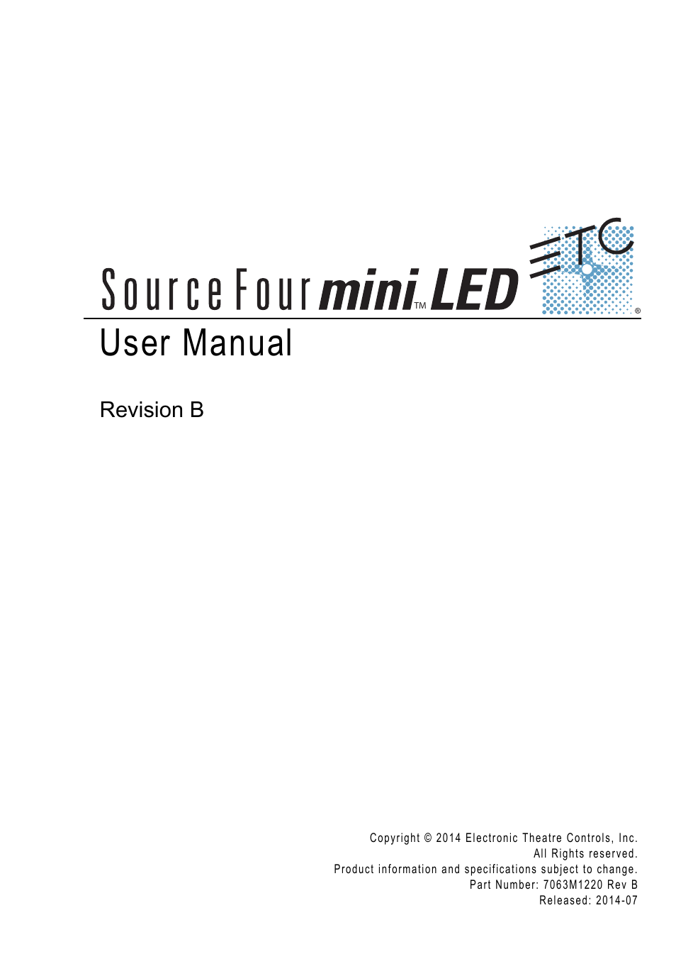ETC Source Four Mini LED User Manual | 12 pages