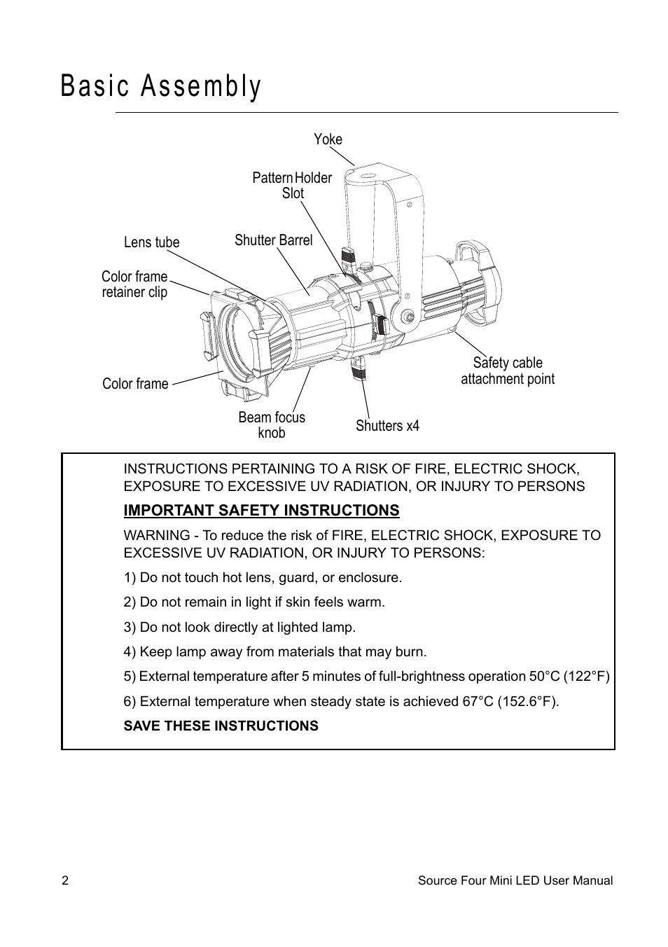 Basic assembly | ETC Source Four Mini LED User Manual | Page 5 / 12