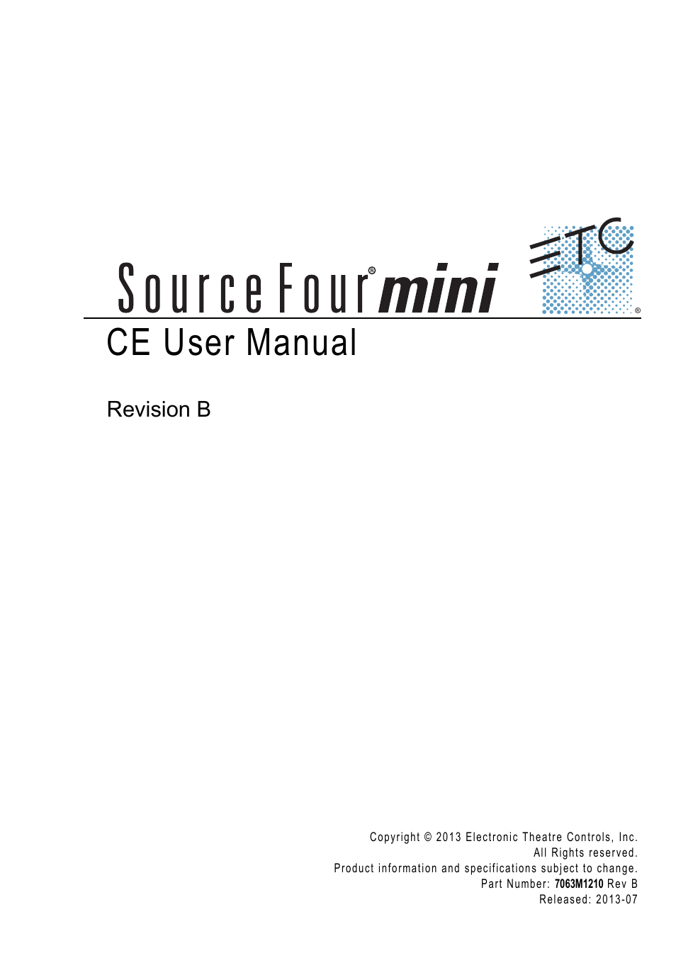 ETC Source Four CE Mini User Manual | 12 pages