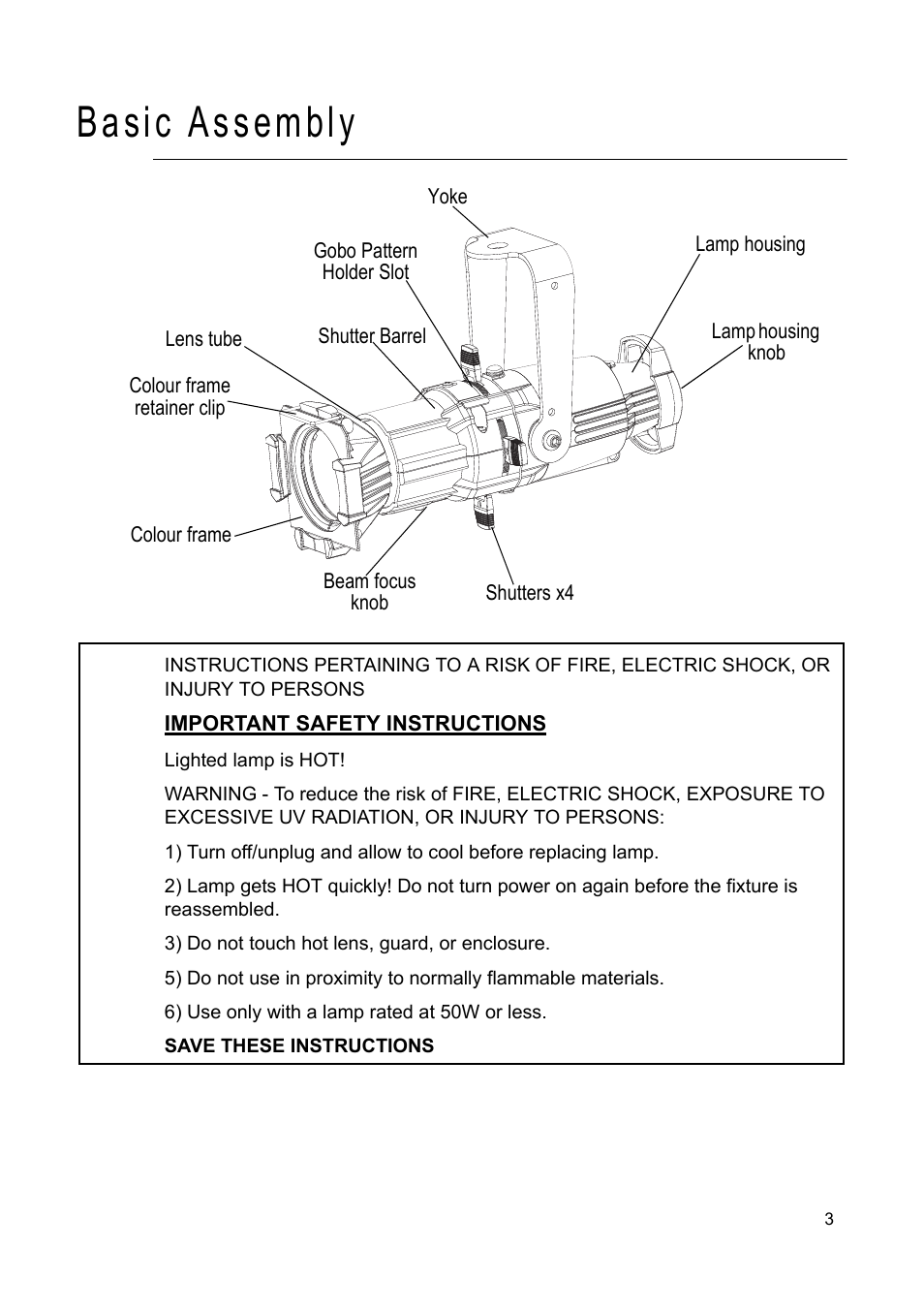 Basic assembly | ETC Source Four CE Mini User Manual | Page 6 / 12