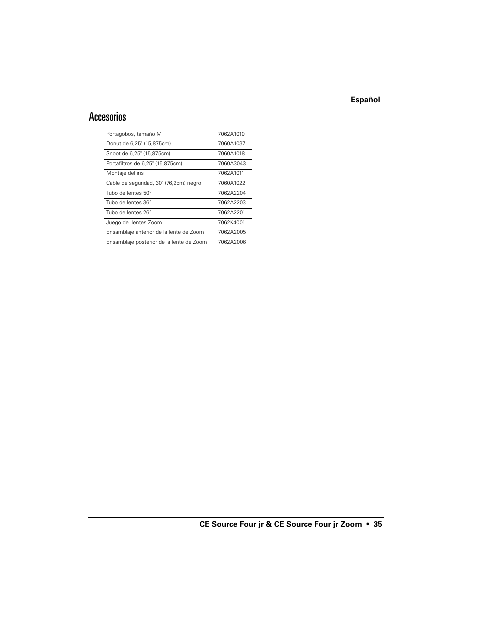 Accesorios | ETC Source Four CE jr and jr Zoom User Manual User Manual | Page 37 / 40