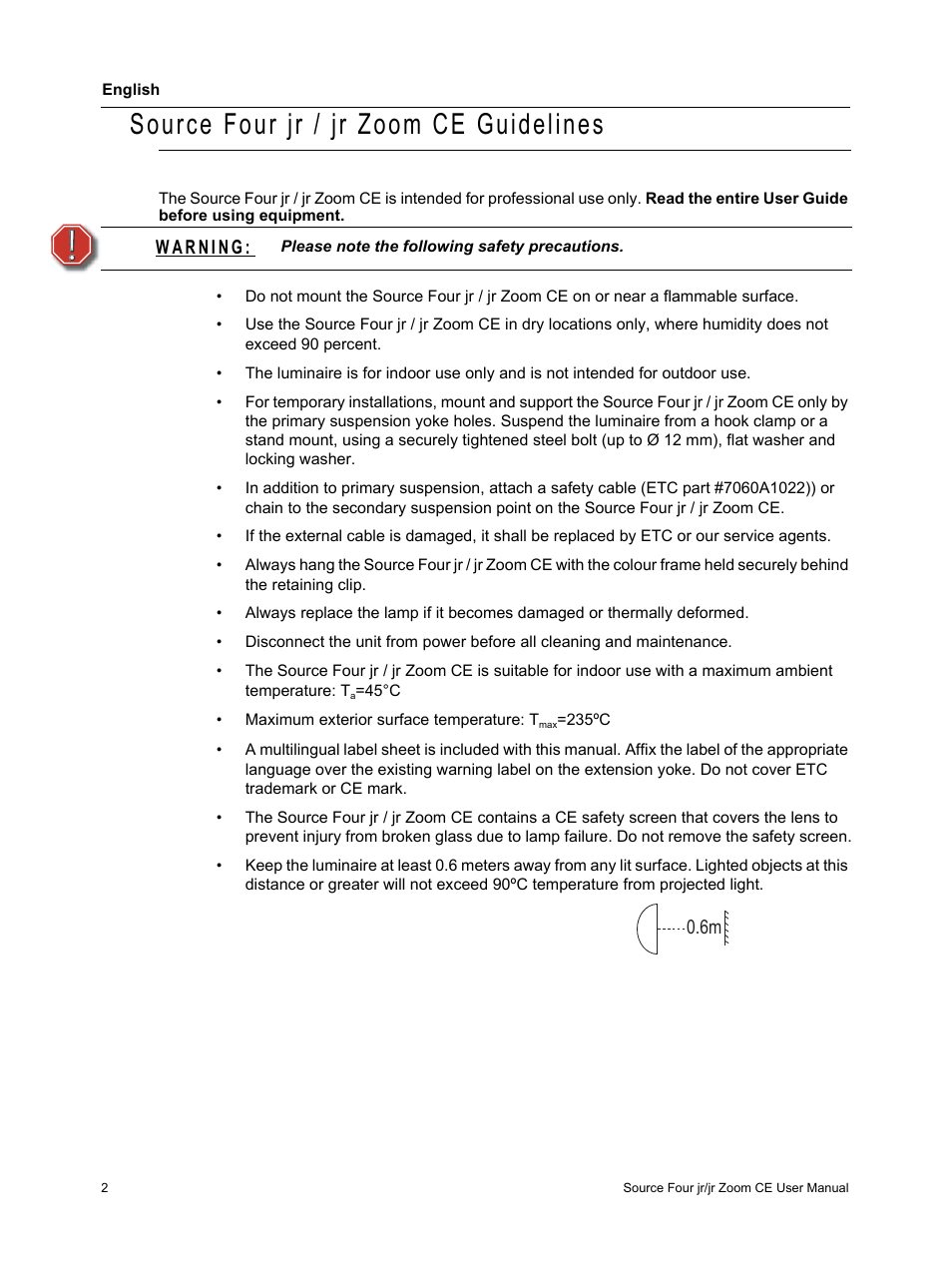 Source four jr / jr zoom ce guidelines | ETC Source Four jr and jr Zoom CE User Manual User Manual | Page 4 / 16