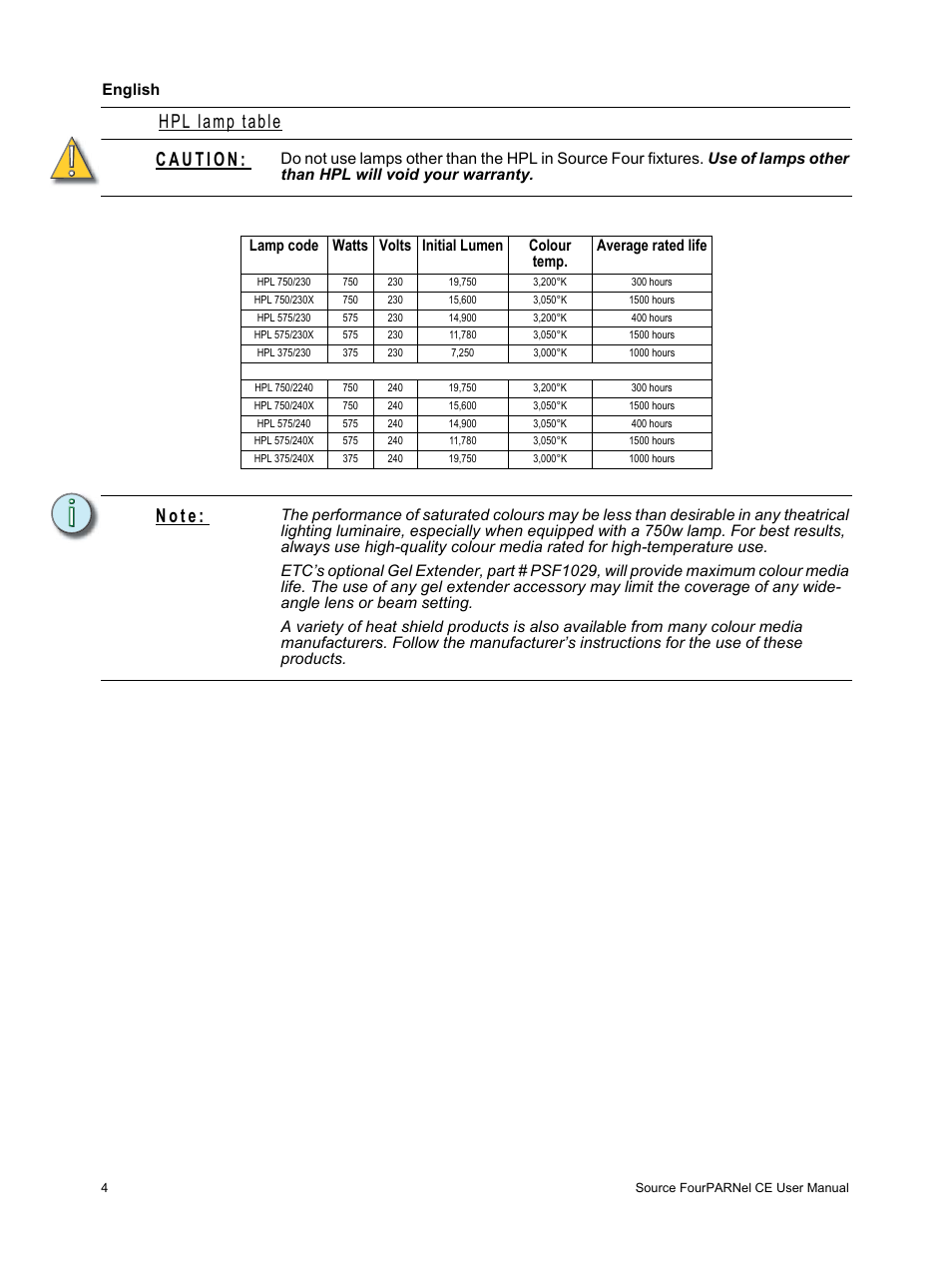 N o t e | ETC Source Four PARNel CE User Manual | Page 6 / 12