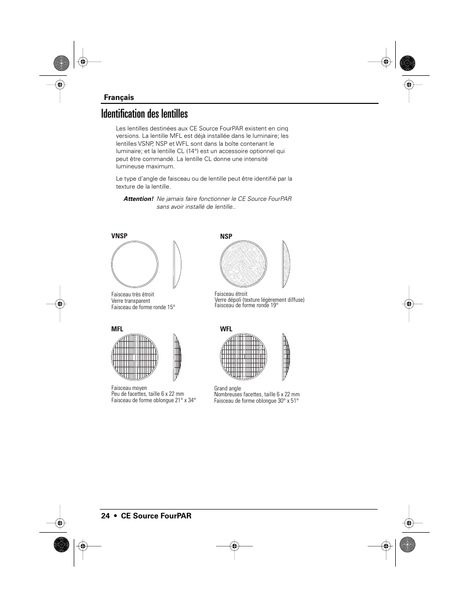 Identification des lentilles | ETC Source Four CE PAR EA and MCM User Manual | Page 26 / 40