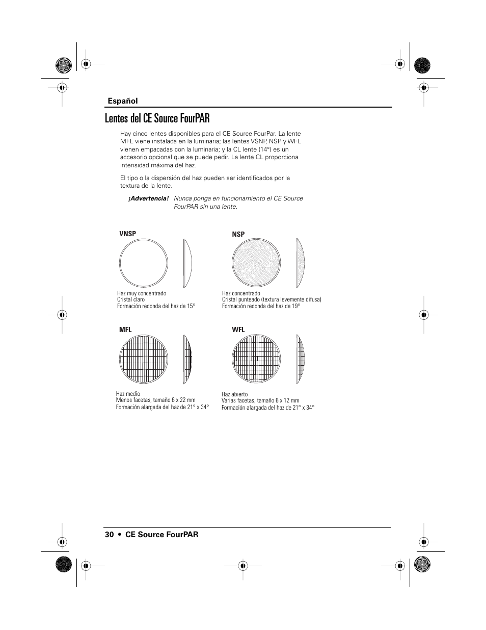 Lentes del ce source fourpar | ETC Source Four CE PAR EA and MCM User Manual | Page 32 / 40