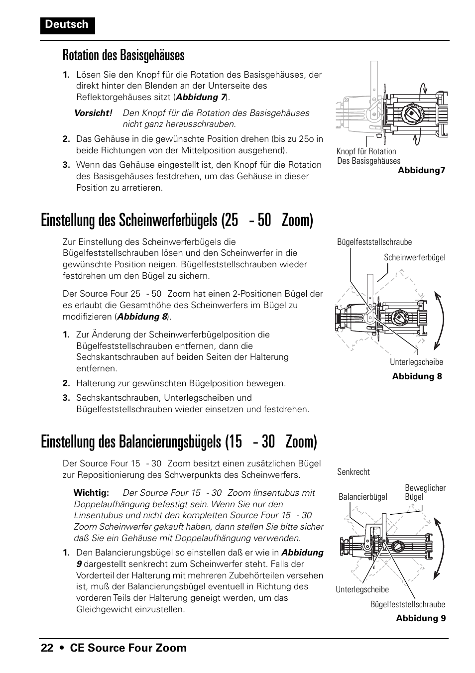 Rotation des basisgehäuses | ETC Source Four CE Zoom User Manual | Page 24 / 52