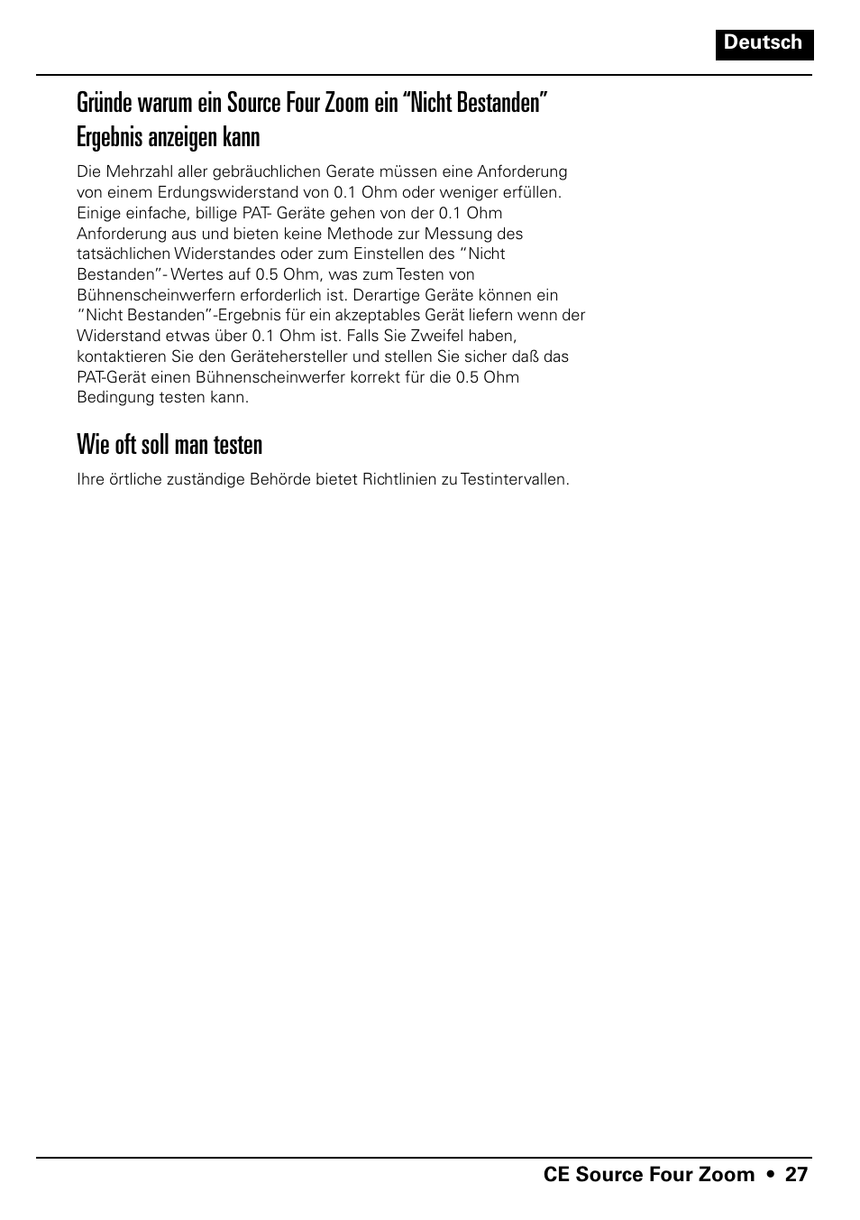 Wie oft soll man testen | ETC Source Four CE Zoom User Manual | Page 29 / 52