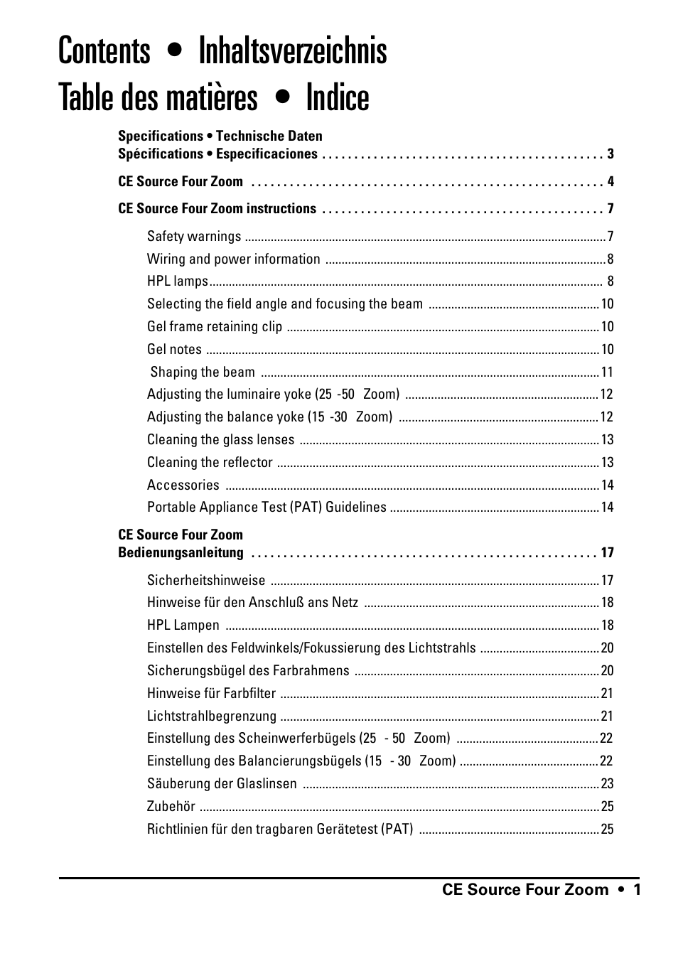 ETC Source Four CE Zoom User Manual | Page 3 / 52