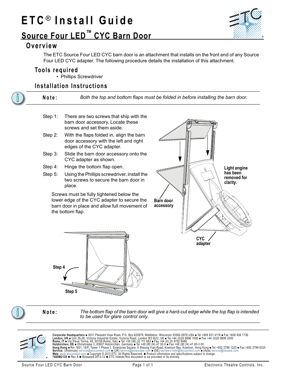 ETC Source Four LED CYC Barndoor User Manual | 1 page