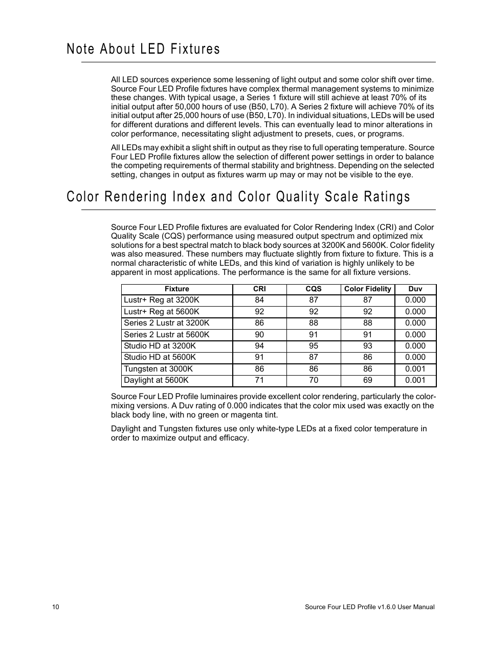 Note about led fixtures | ETC Source Four LED v1.6.0 User Manual User Manual | Page 16 / 100