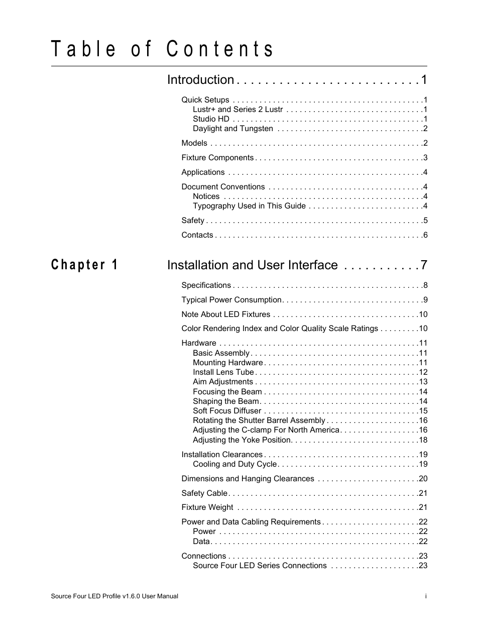 Introduction, Installation and user interface | ETC Source Four LED v1.6.0 User Manual User Manual | Page 3 / 100