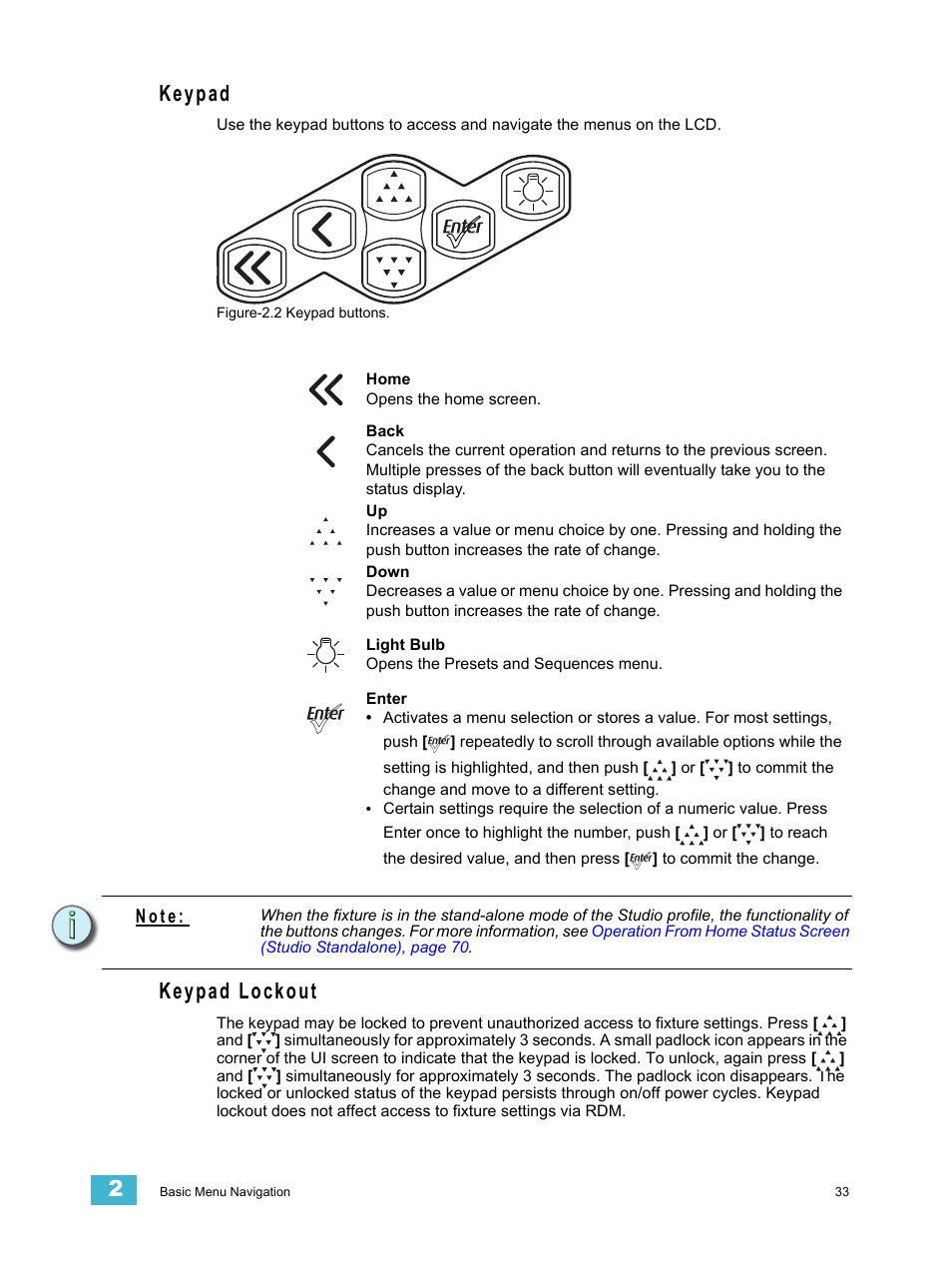 Keypad, Keypad lockout, Keypad keypad lockout | N o t e | ETC Source Four LED v1.6.0 User Manual User Manual | Page 39 / 100