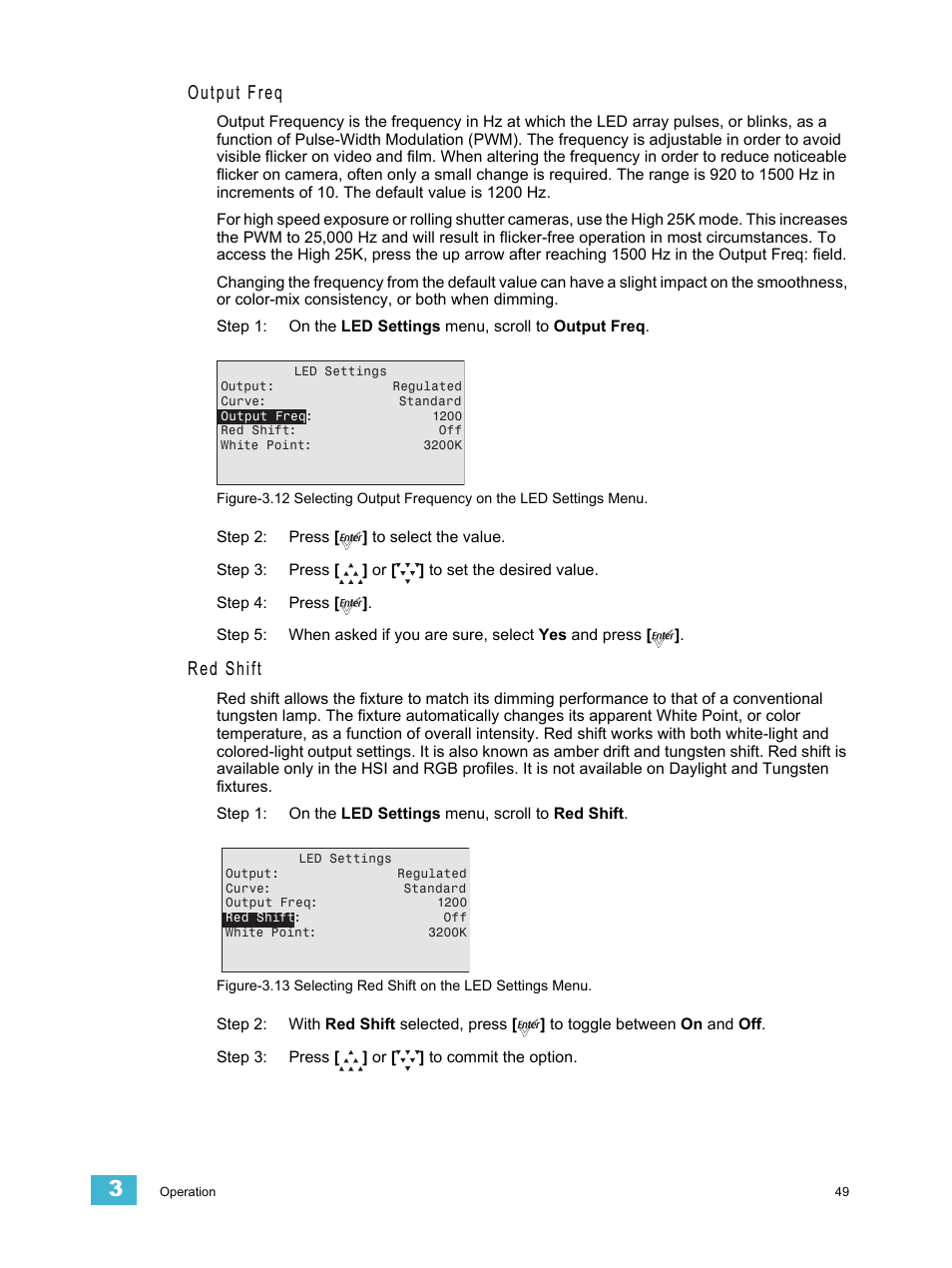 Output freq, Red shift | ETC Source Four LED v1.6.0 User Manual User Manual | Page 55 / 100