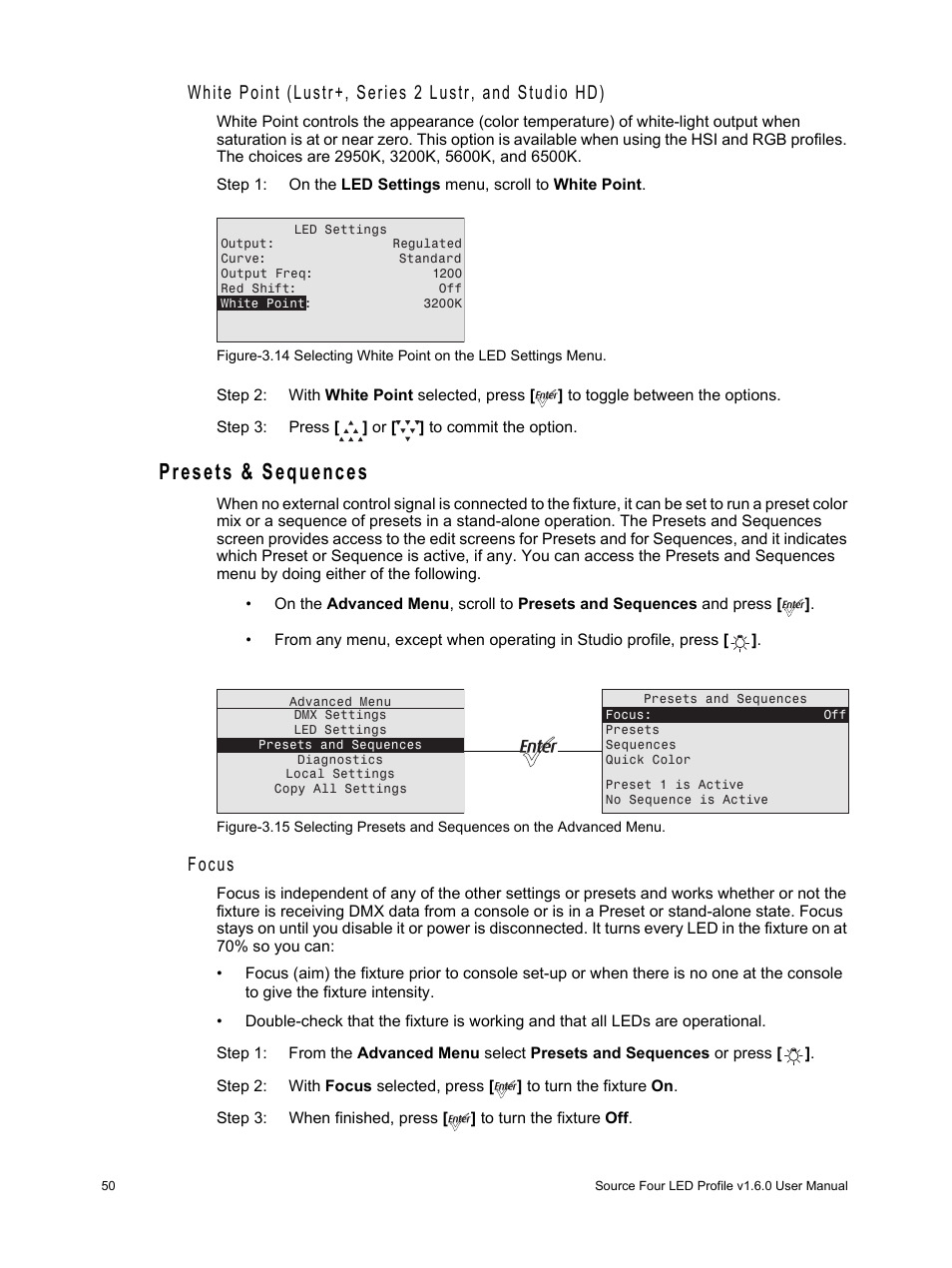 Presets & sequences, Focus | ETC Source Four LED v1.6.0 User Manual User Manual | Page 56 / 100