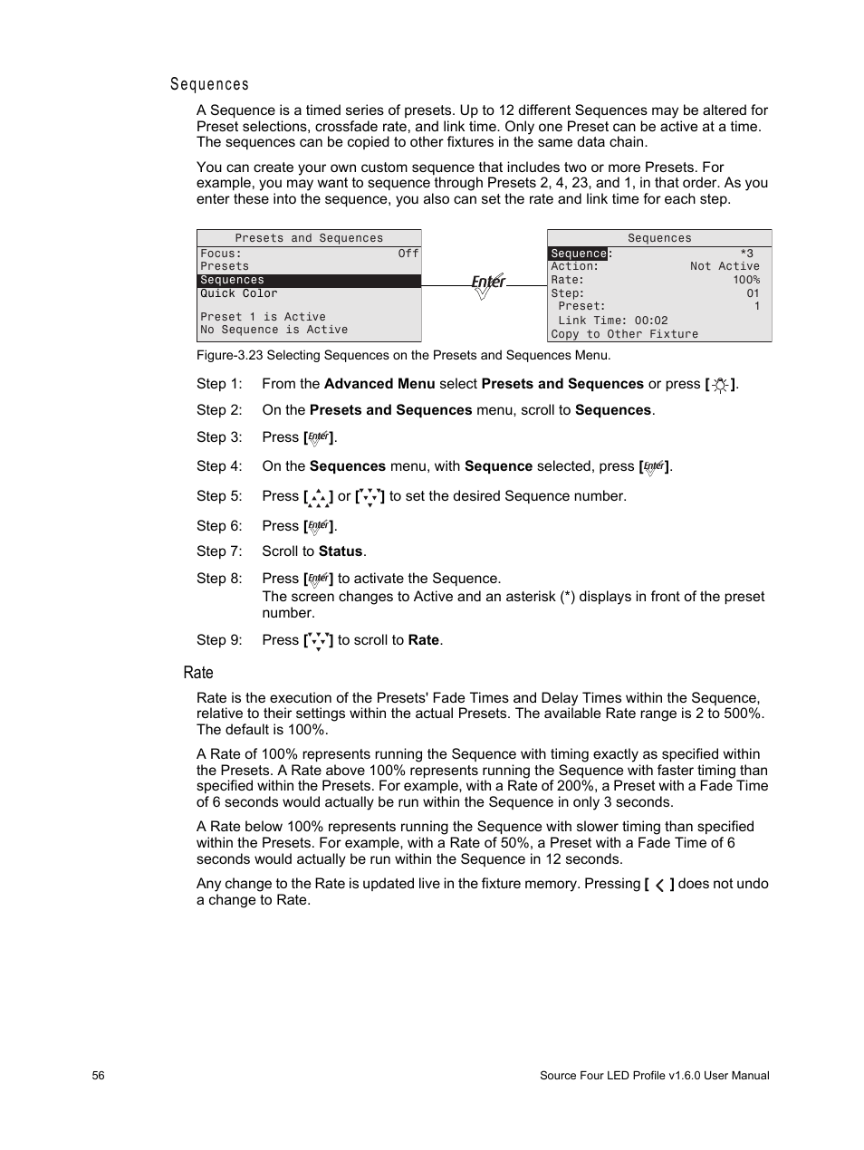 Sequences, Rate | ETC Source Four LED v1.6.0 User Manual User Manual | Page 62 / 100