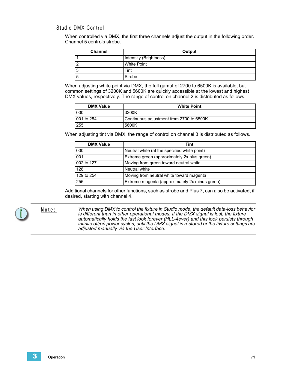 Studio dmx control, N o t e | ETC Source Four LED v1.6.0 User Manual User Manual | Page 77 / 100