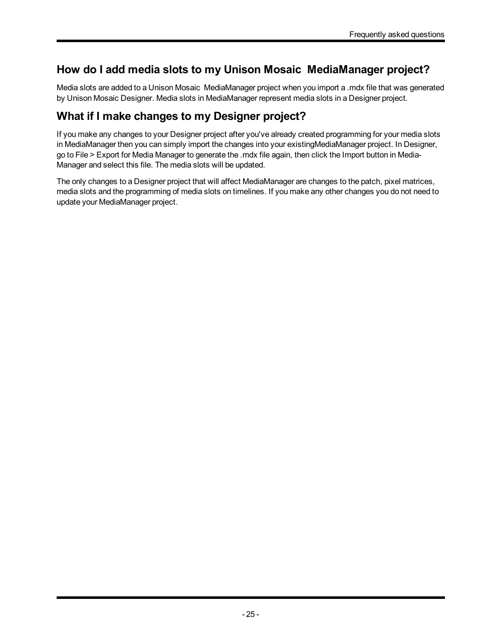 What if i make changes to my designer project | ETC Unison Mosaic MediaManager v1.0.3 User Manual | Page 25 / 30