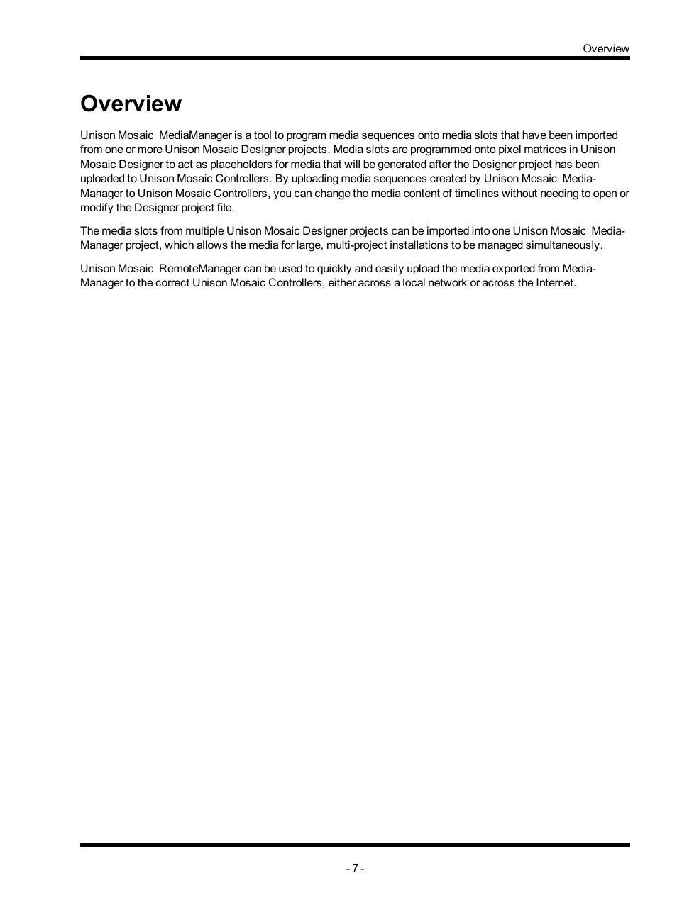 Overview | ETC Unison Mosaic MediaManager v1.0.3 User Manual | Page 7 / 30