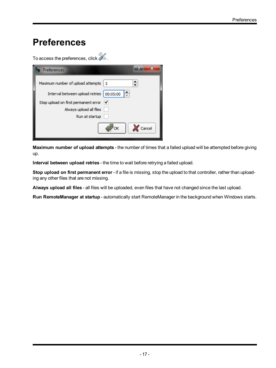 Preferences | ETC Unison Mosaic RemoteManager v1.0.4 User Manual | Page 17 / 20