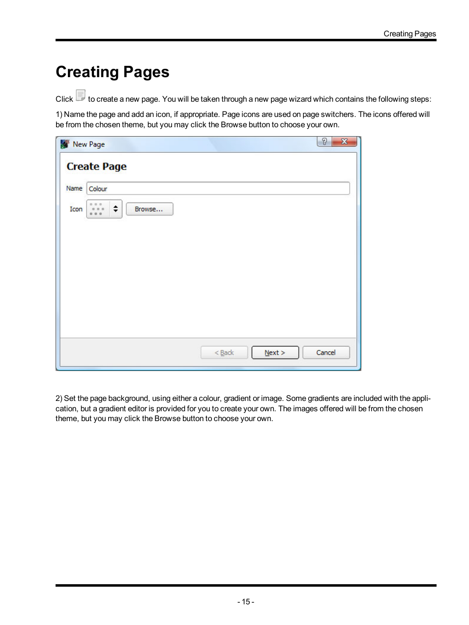 Added, Creating pages | ETC Unison Mosaic TouchEditor v1.0 User Manual | Page 15 / 52