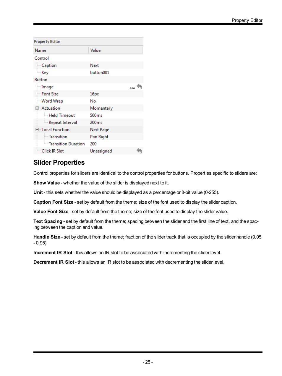 Slider properties | ETC Unison Mosaic TouchEditor v1.0 User Manual | Page 25 / 52