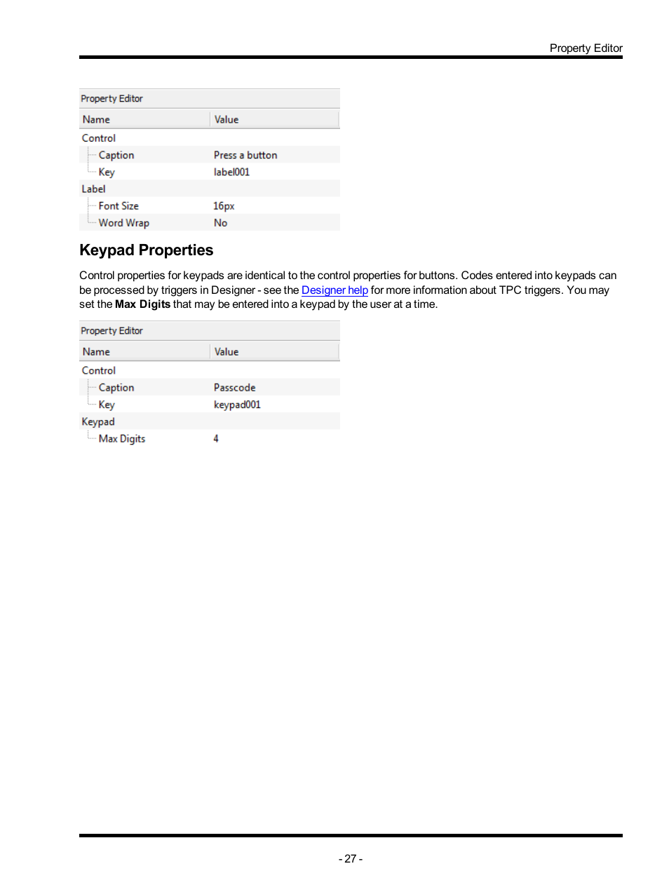 Keypad properties | ETC Unison Mosaic TouchEditor v1.0 User Manual | Page 27 / 52