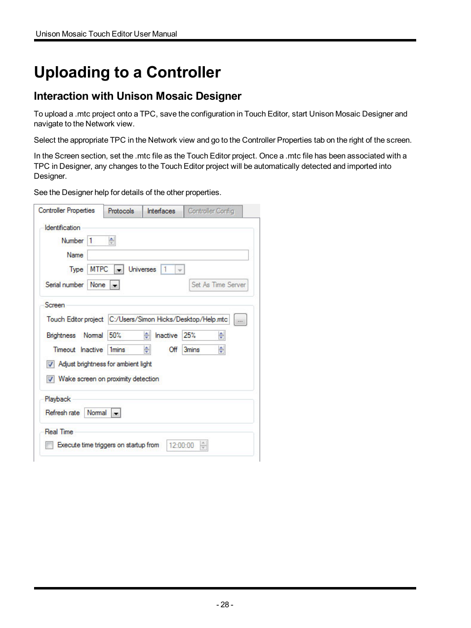 Uploading to a controller, Interaction with unison mosaic designer, Upload | ETC Unison Mosaic TouchEditor v1.0 User Manual | Page 28 / 52