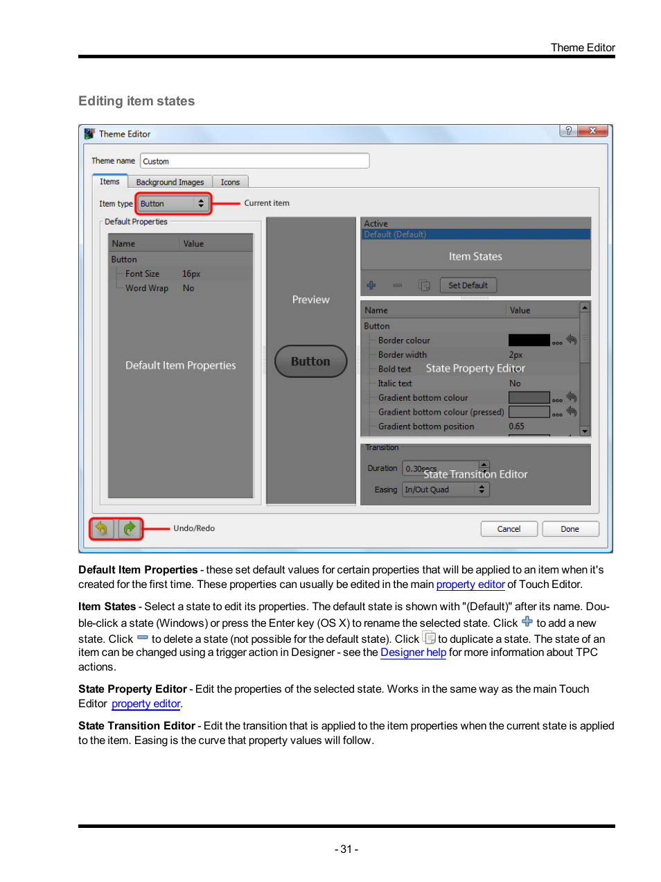 Editing item states | ETC Unison Mosaic TouchEditor v1.0 User Manual | Page 31 / 52