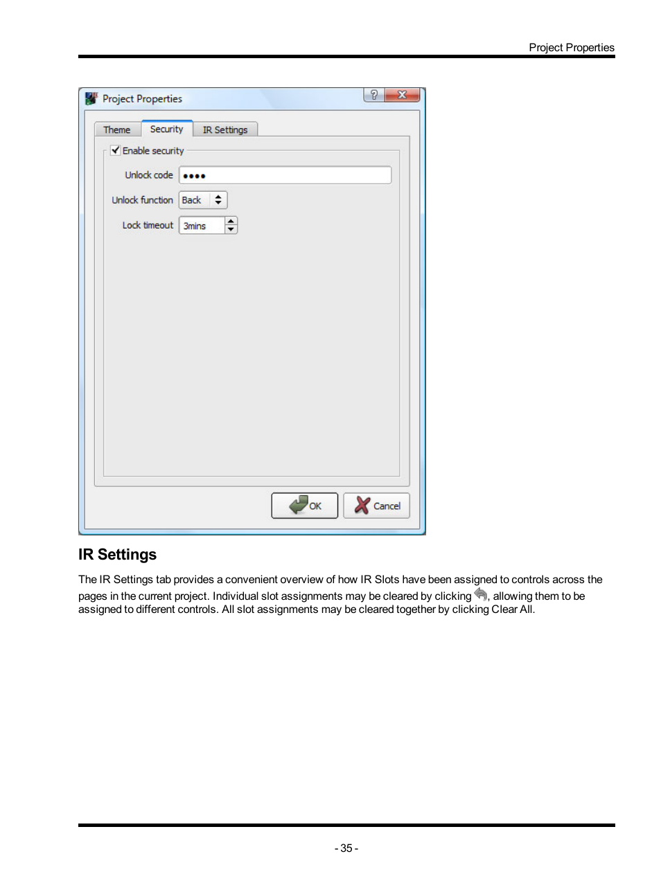 Ir settings | ETC Unison Mosaic TouchEditor v1.0 User Manual | Page 35 / 52