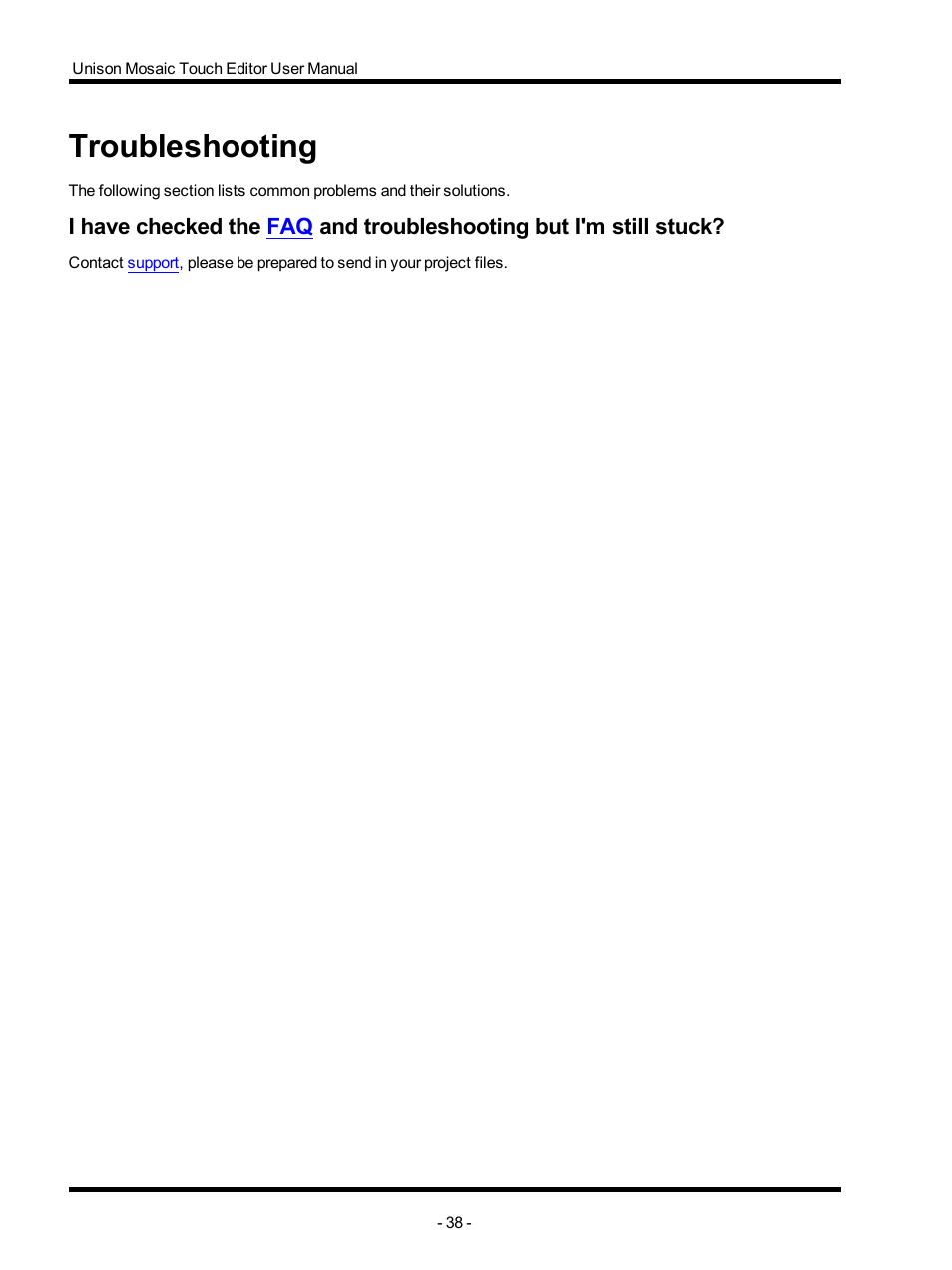 Troubleshooting | ETC Unison Mosaic TouchEditor v1.0 User Manual | Page 38 / 52