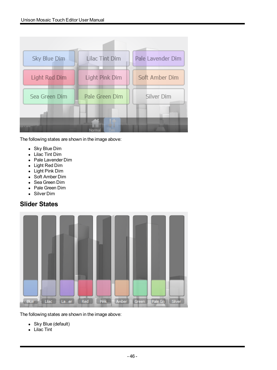 Slider states | ETC Unison Mosaic TouchEditor v1.0 User Manual | Page 46 / 52