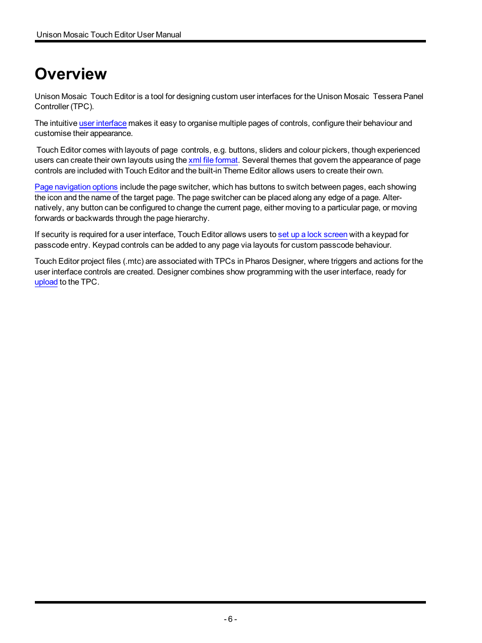 Overview | ETC Unison Mosaic TouchEditor v1.0 User Manual | Page 6 / 52