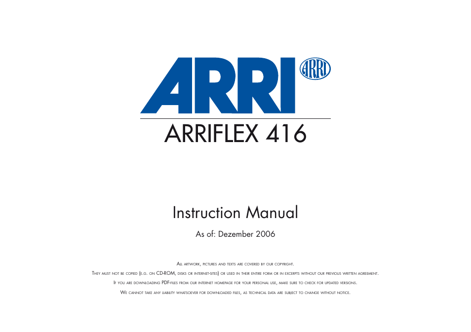 ARRI ARRIFLEX 416 User Manual | 240 pages