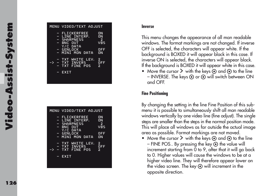 Video-a ss is t-sy stem | ARRI ARRIFLEX 416 User Manual | Page 126 / 240