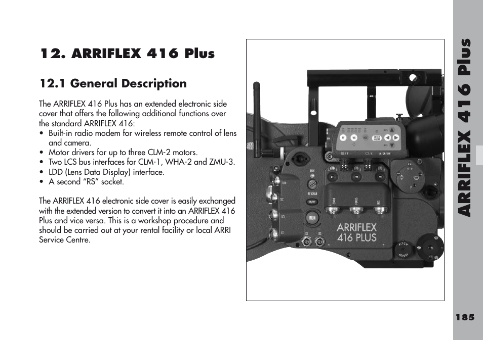 Arriflex 416 plus, 1 general description, Arriflex  1  plu s | 1.arriflex1plus | ARRI ARRIFLEX 416 User Manual | Page 185 / 240