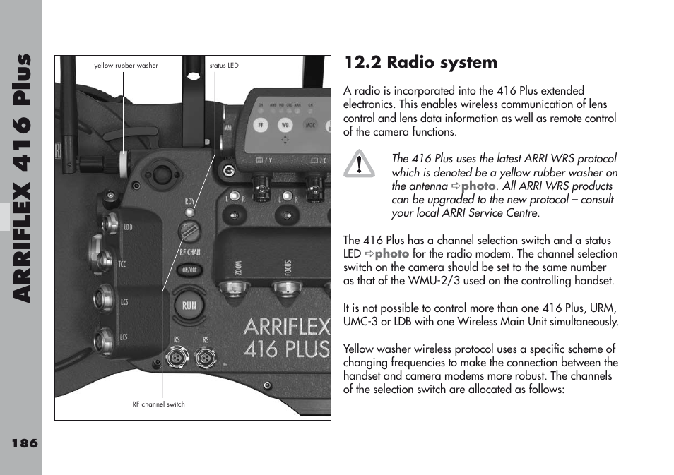 2 radio system, Arriflex  1  plu s | ARRI ARRIFLEX 416 User Manual | Page 186 / 240