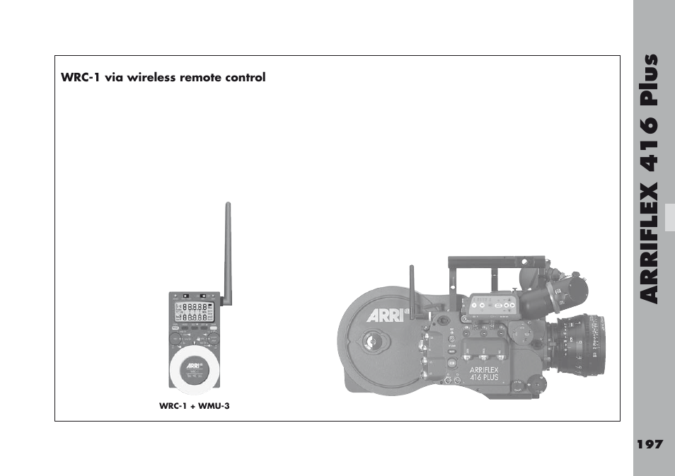 Wrc-1 via wireless remote control, Arriflex  1  plu s | ARRI ARRIFLEX 416 User Manual | Page 197 / 240