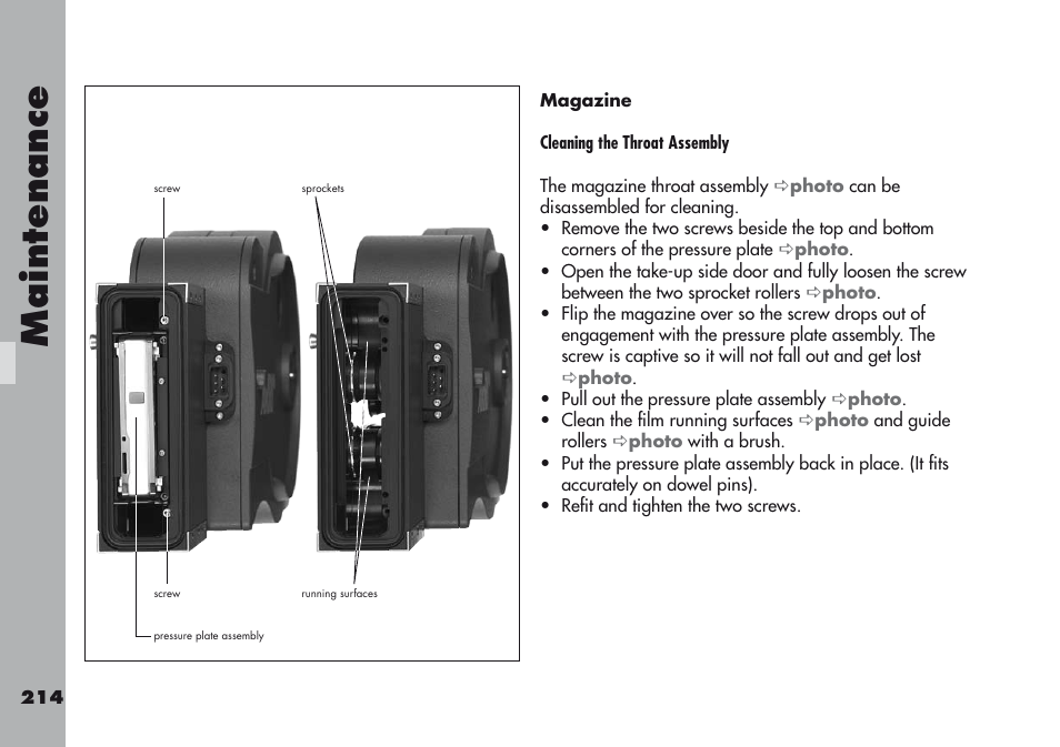 Magazine, Maintenance | ARRI ARRIFLEX 416 User Manual | Page 214 / 240