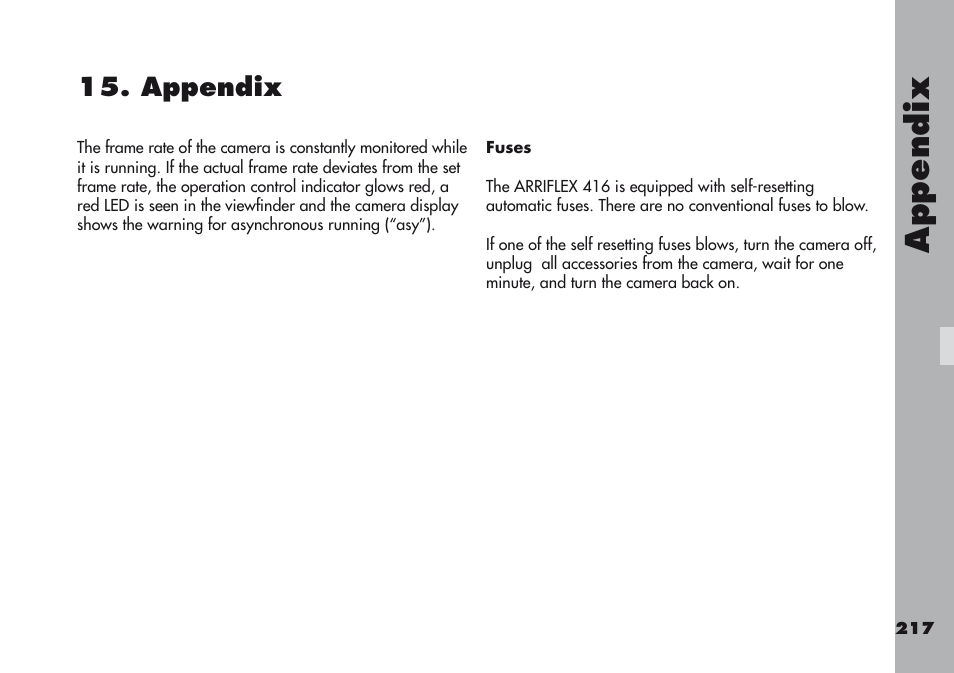 Appendix, Fuses, 1.appendix | ARRI ARRIFLEX 416 User Manual | Page 217 / 240