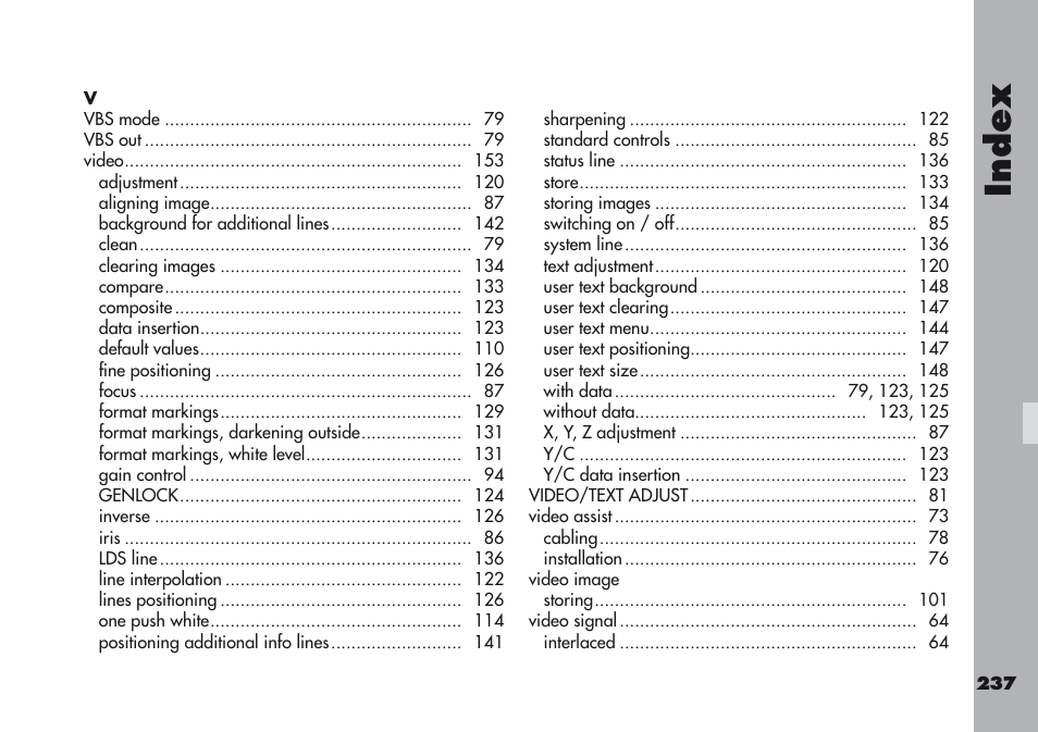 Index | ARRI ARRIFLEX 416 User Manual | Page 237 / 240