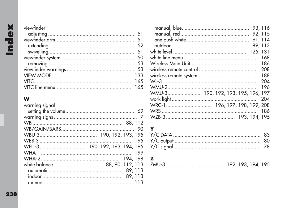 Index | ARRI ARRIFLEX 416 User Manual | Page 238 / 240