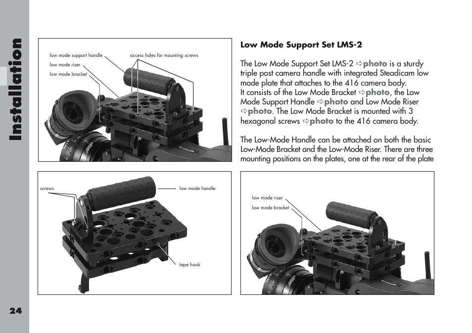 Low mode support set lms-2 | ARRI ARRIFLEX 416 User Manual | Page 24 / 240